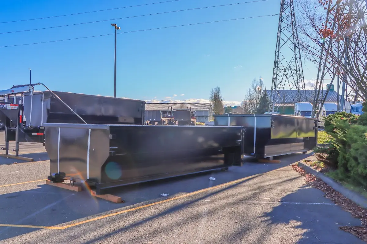 Roll-off dumpster ready for waste disposal at job site for 4 Yard Dumpster Rental in Camp Hill